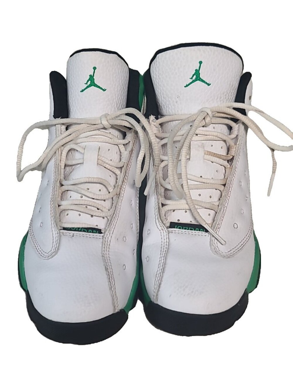 Jordan 13 Retro "Lucky Green" Sneakers Size 3 Youth White EUC - Picture 2 of 8